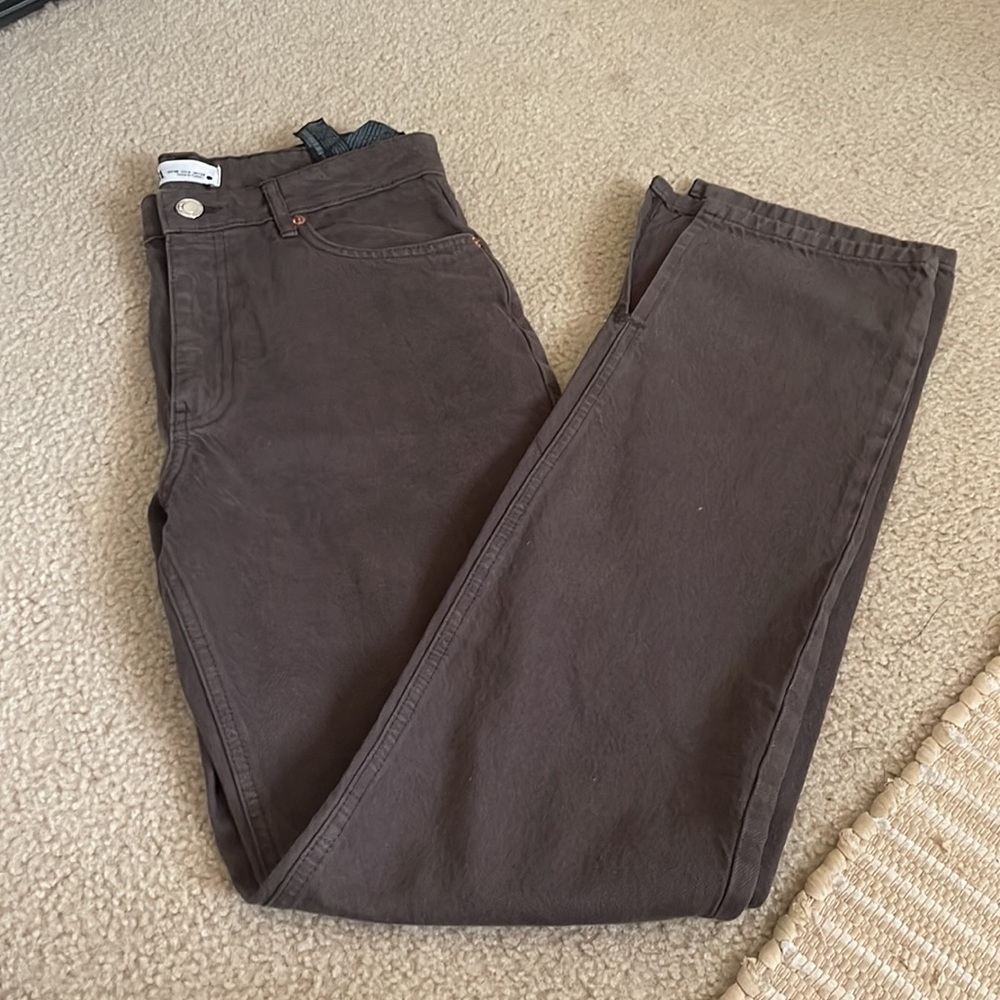 ZARA High Waisted Straight Leg Split Jean - Brown 🫶🏼
